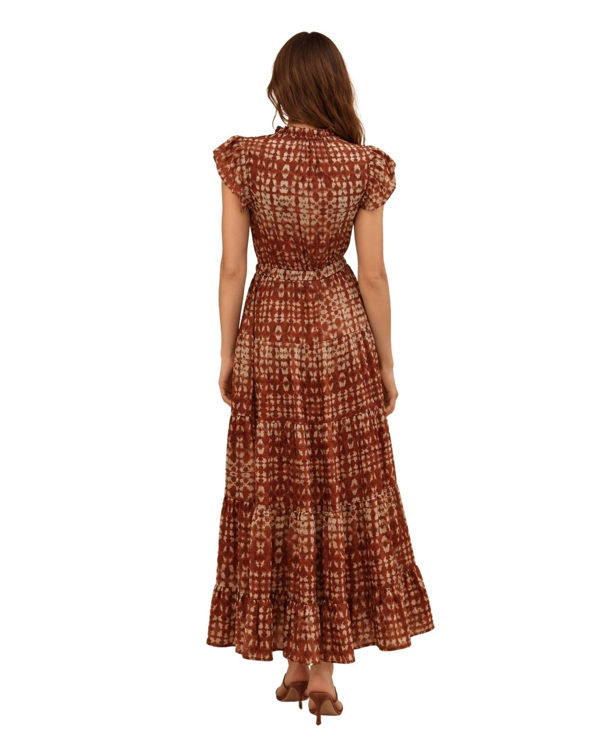 The Nina Batik Print Tiered Maxi Dress - Rust - pookie and sebastian
