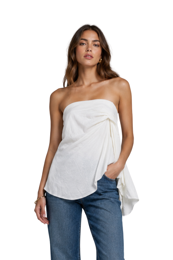 The Evelyn Knit Pleated Strapless Top