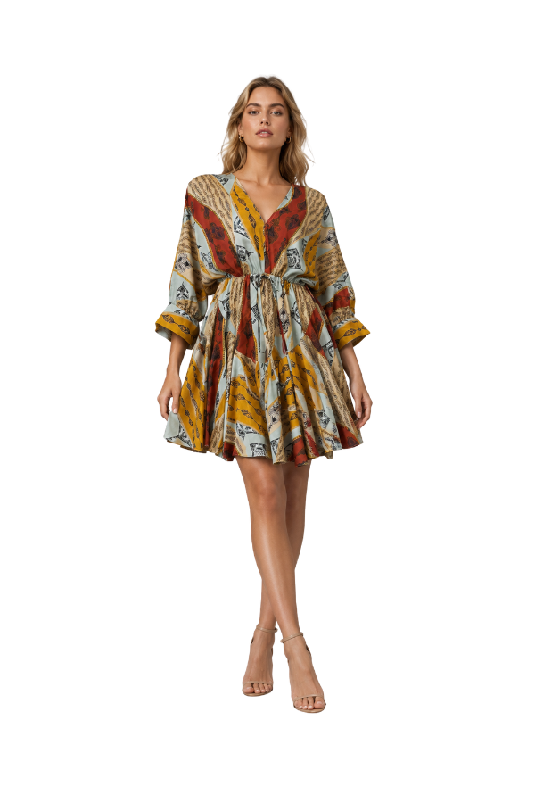 The Sasha Printed Drawstring Waist Mini Dress