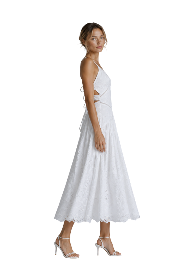 The Gia Eyelet Detail Flare Midi Dress