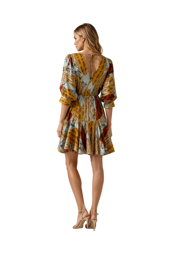 The Sasha Printed Drawstring Waist Mini Dress