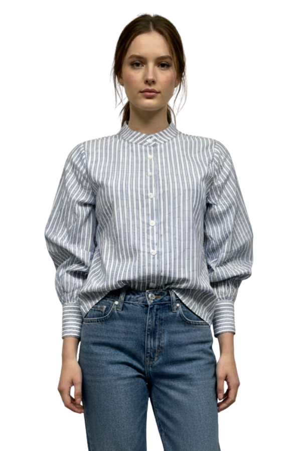 The Ella Striped Rhinestone Collar Shirt