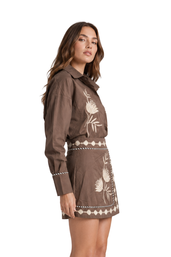 The Claire Embroidered Floral Button-Up Shirt