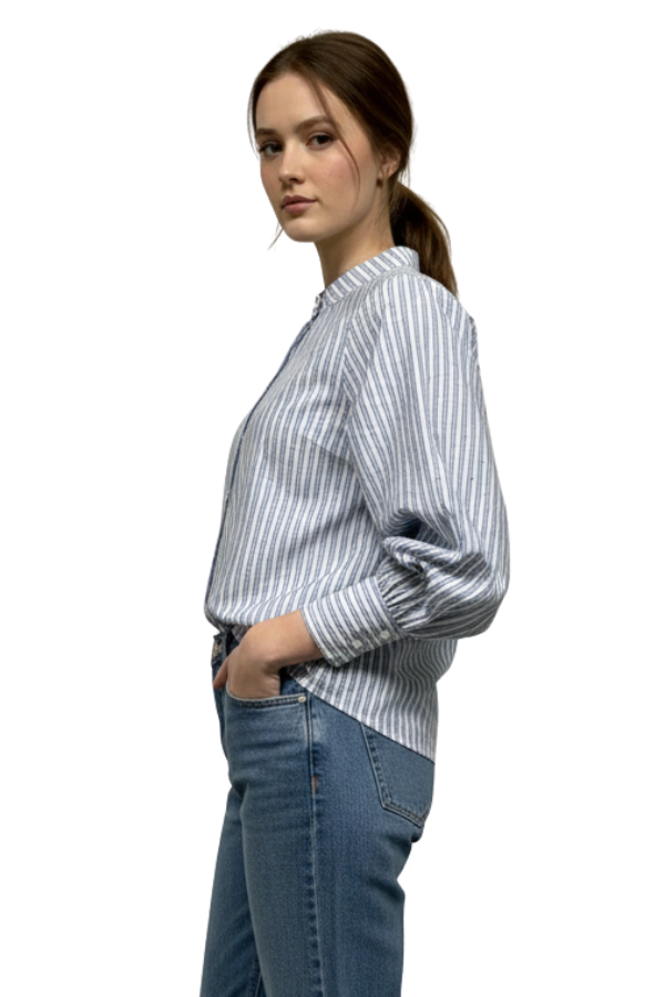 The Ella Striped Rhinestone Collar Shirt