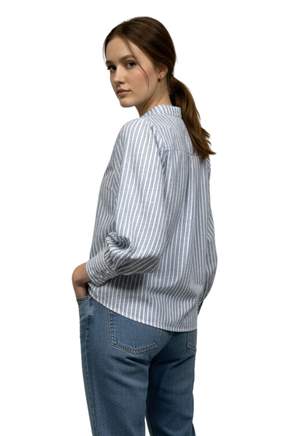 The Ella Striped Rhinestone Collar Shirt