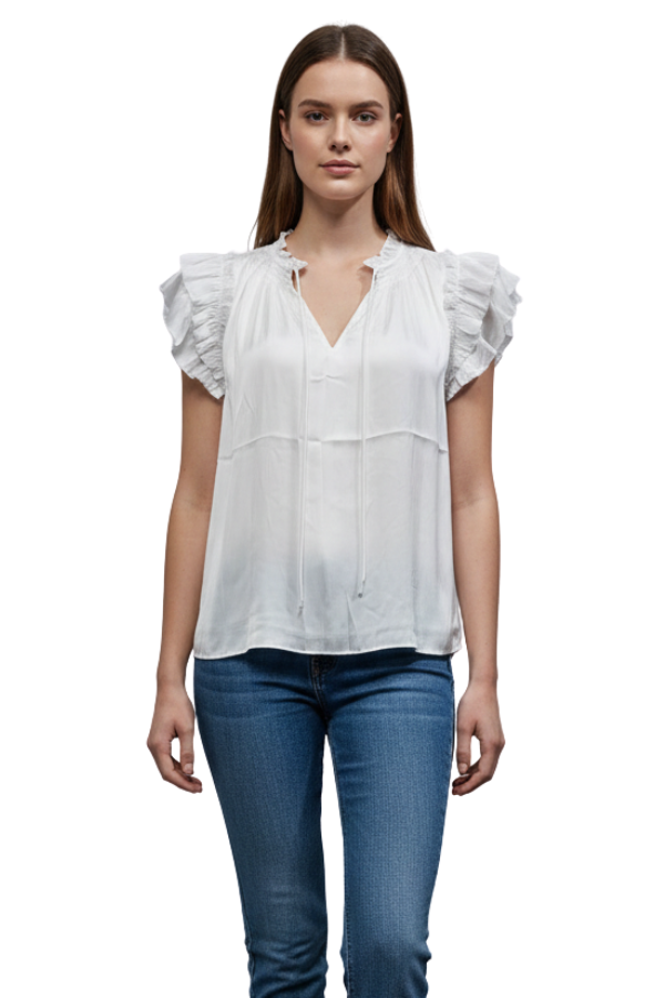 The Heddy Split Neck Ruffled Tiered Blouse