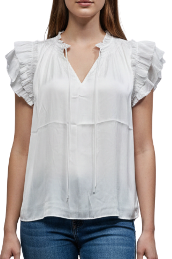 The Heddy Split Neck Ruffled Tiered Blouse