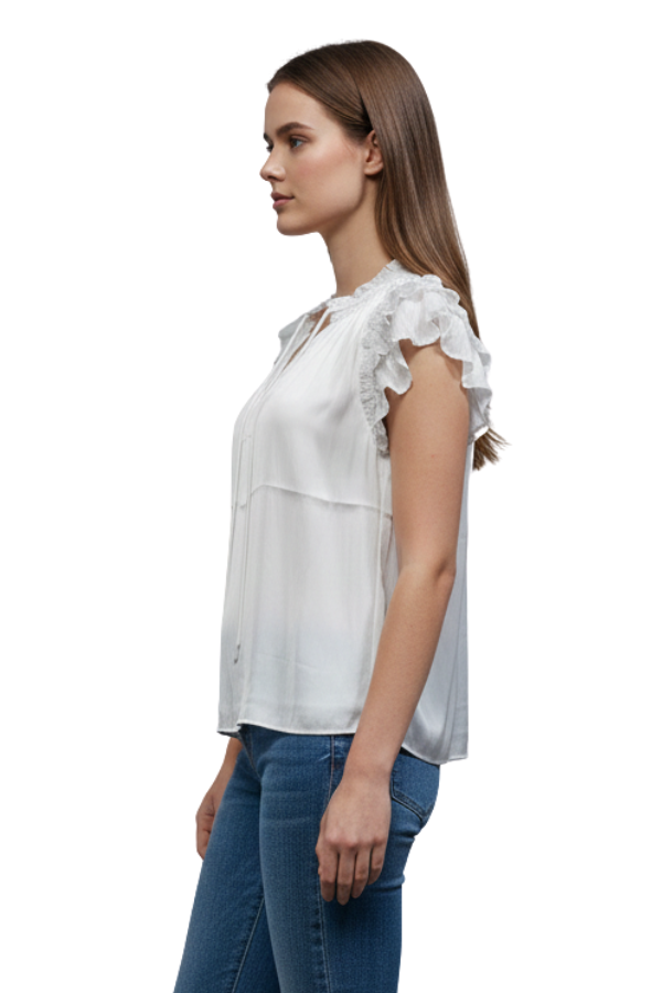 The Heddy Split Neck Ruffled Tiered Blouse