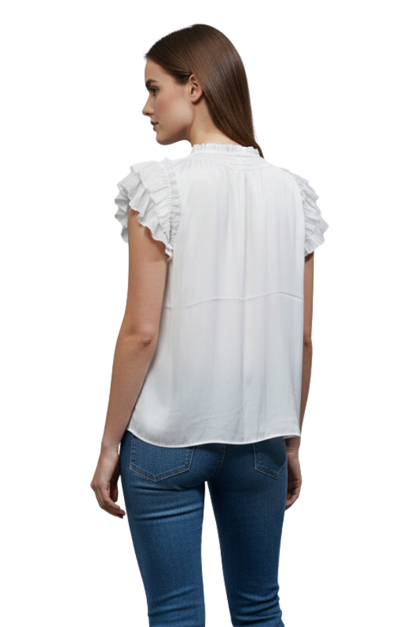 The Heddy Split Neck Ruffled Tiered Blouse