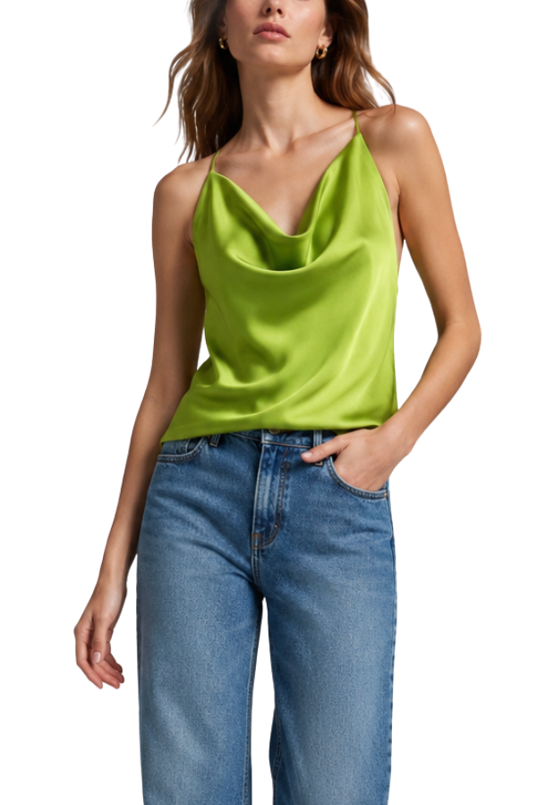 The Jade Satin Summer Halter Top