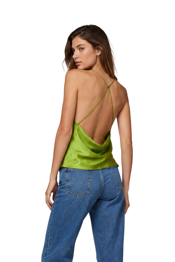 The Jade Satin Summer Halter Top