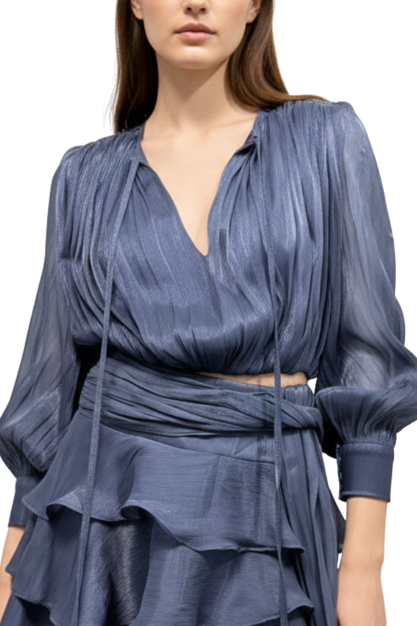 The Brook Silk Ruffle Top