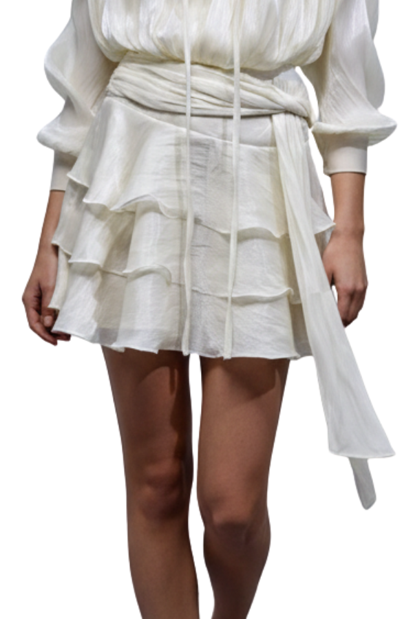 The Brook Silk Ruffle Skirt