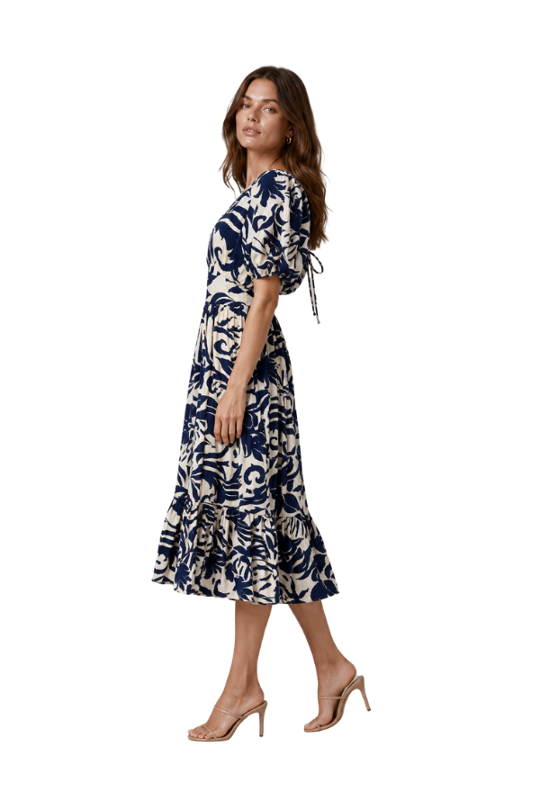 The Everly Shoulder Shirring Midi Dress