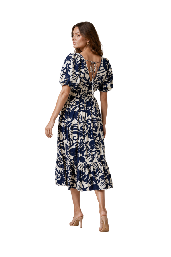 The Everly Shoulder Shirring Midi Dress