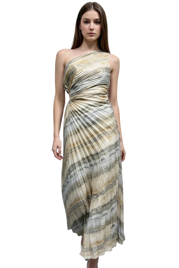 The Metallic Print Pleated Dress