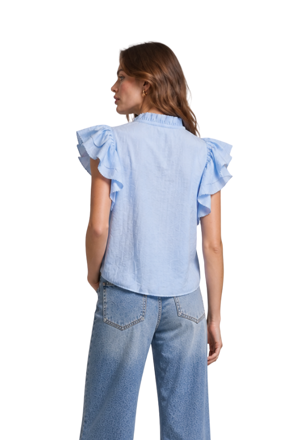 The Avory Cotton Ruffle Sleeve Top - pookie and sebastian