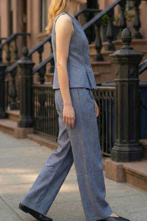 The Eleanor Wide Leg Striped Pants