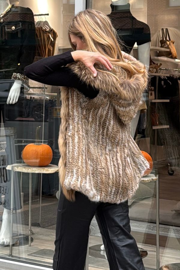 The Sky Fur Hooded Vest