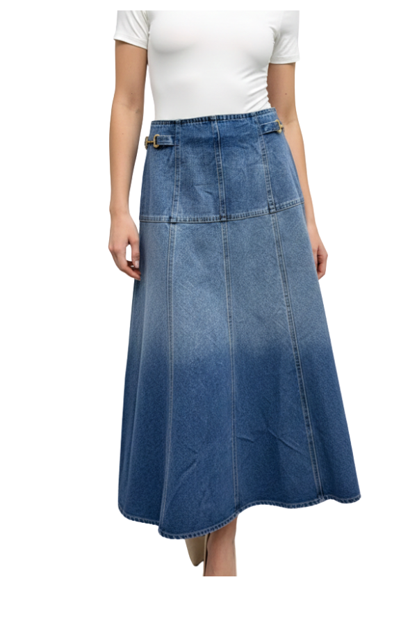 The Miriam Denim Wide Midi Skirt - pookie and sebastian