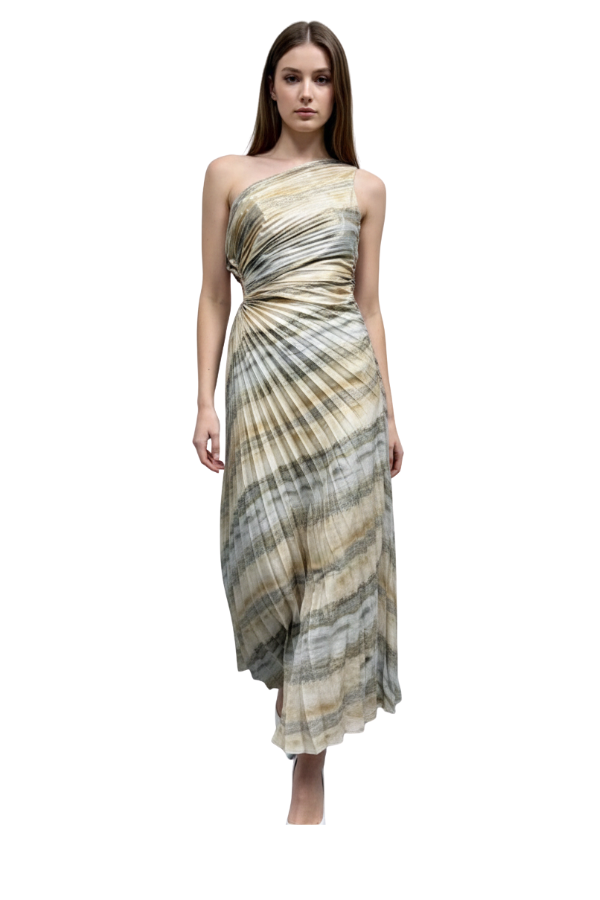 The Metallic Print Pleated Dress - pookie and sebastian