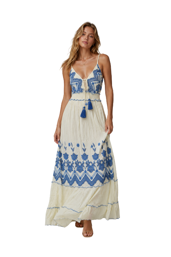 The Emilia Embroidered Maxi Dress