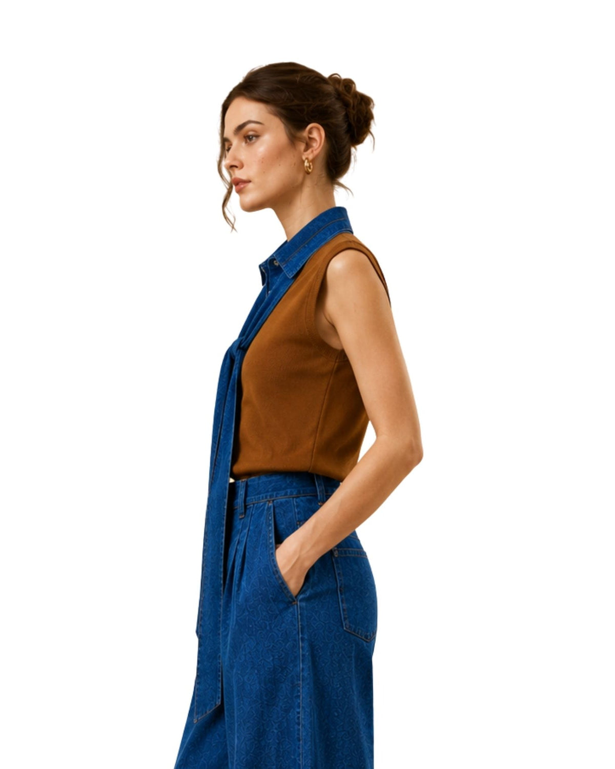 The Dora Denim Collar Knit Vest - pookie and sebastian