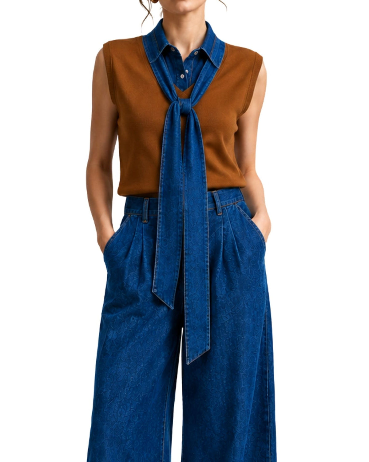 The Dora Denim Collar Knit Vest - pookie and sebastian