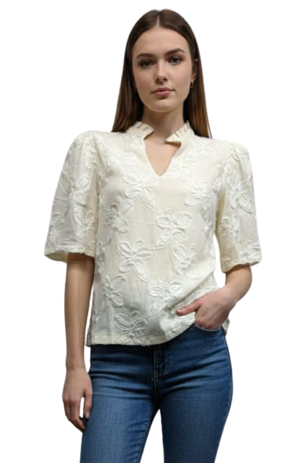 The 3D Flower 3/4 Sleeve Blouse - pookie and sebastian