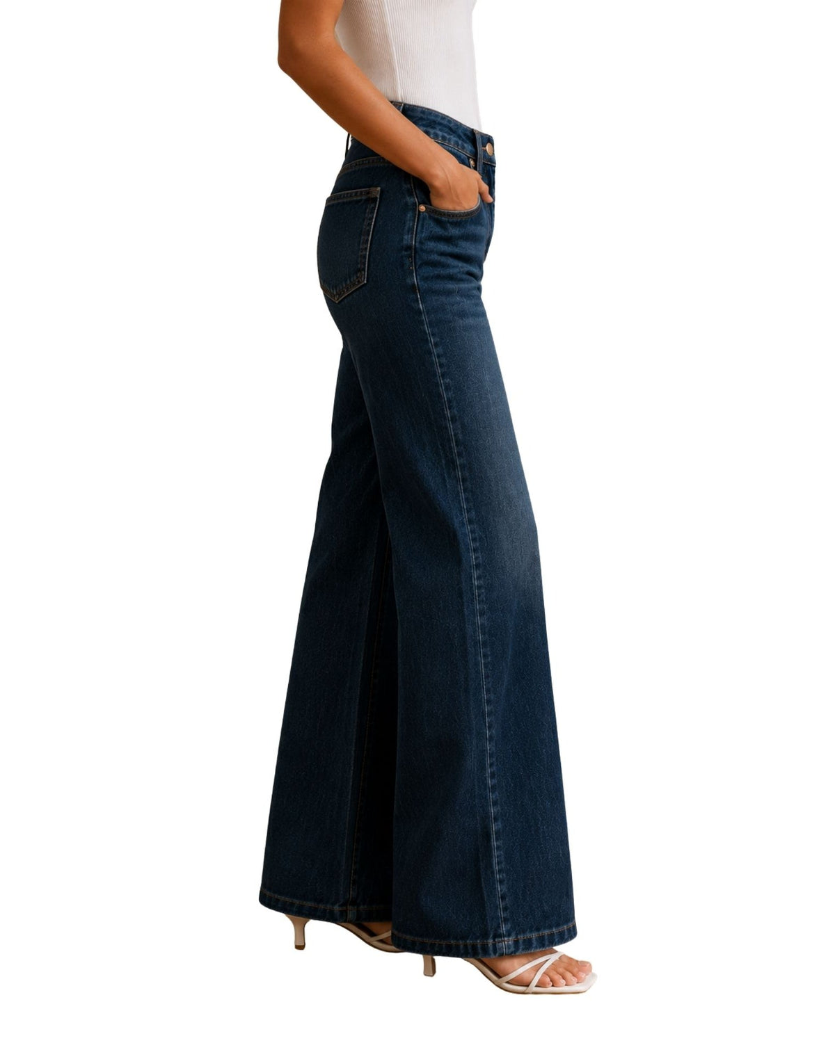 The Arabella High Rise Wide Leg Adjustable Jeans - pookie and sebastian