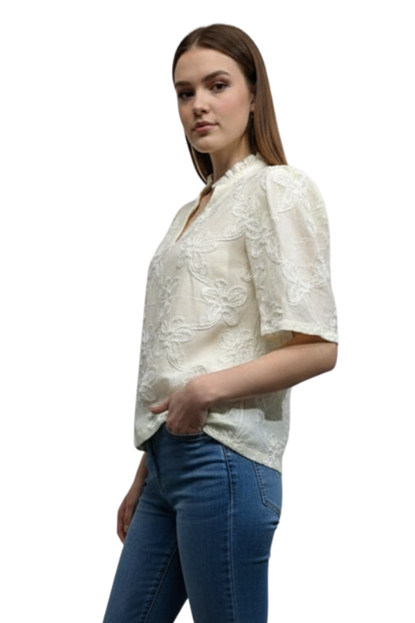 The 3D Flower 3/4 Sleeve Blouse - pookie and sebastian