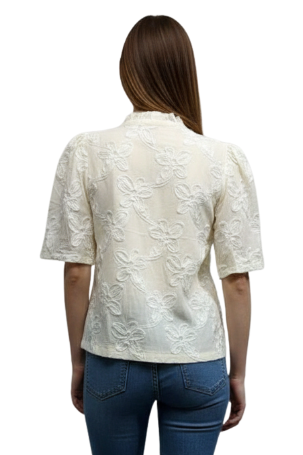 The 3D Flower 3/4 Sleeve Blouse - pookie and sebastian
