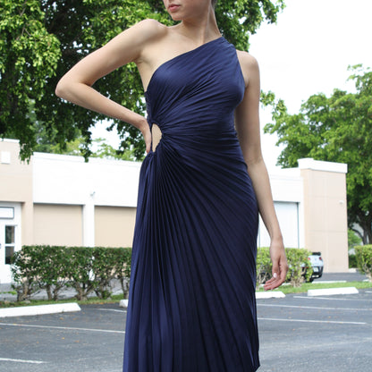 One Shoulder Pleated Maxi Dress pookie and sebastian