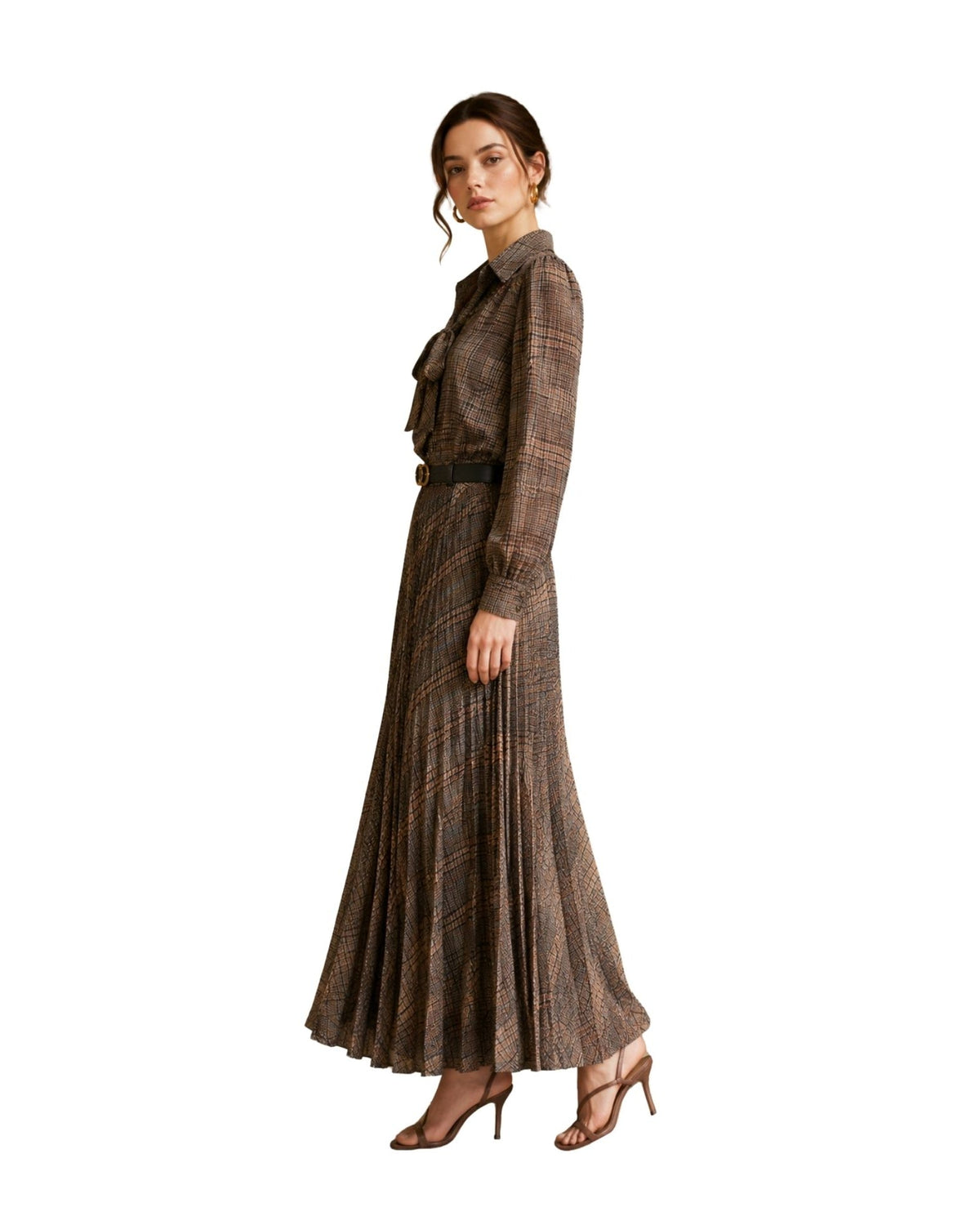 The Melania Plaid Tie-Neck Blouse - pookie and sebastian