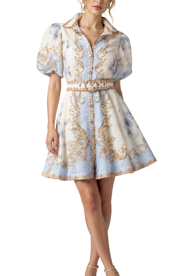 The Emily Blue Belted Mini Dress - pookie and sebastian