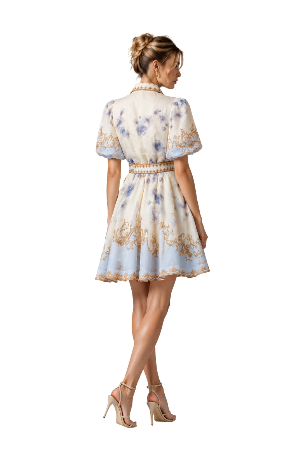 The Emily Blue Belted Mini Dress - pookie and sebastian