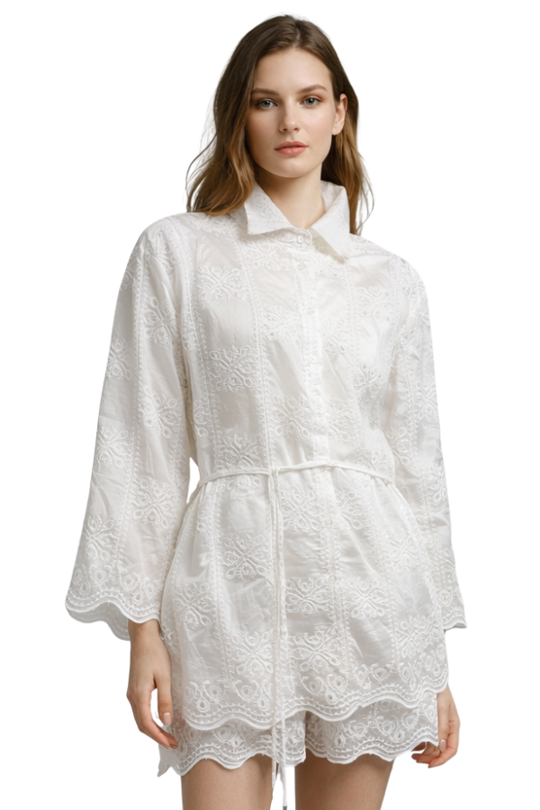 The Blair Eyelet 3/4 Sleeve Top - pookie and sebastian