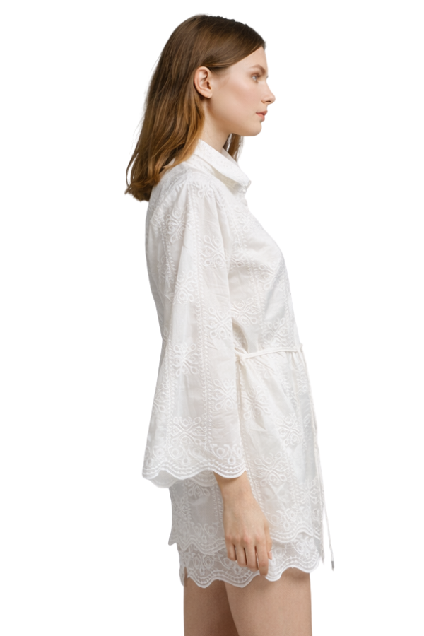 The Blair Eyelet 3/4 Sleeve Top - pookie and sebastian