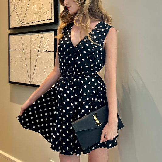 Polka Dot V-Neck Mini Dress