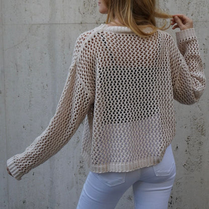 Star Crochet Long Sleeve Sweater