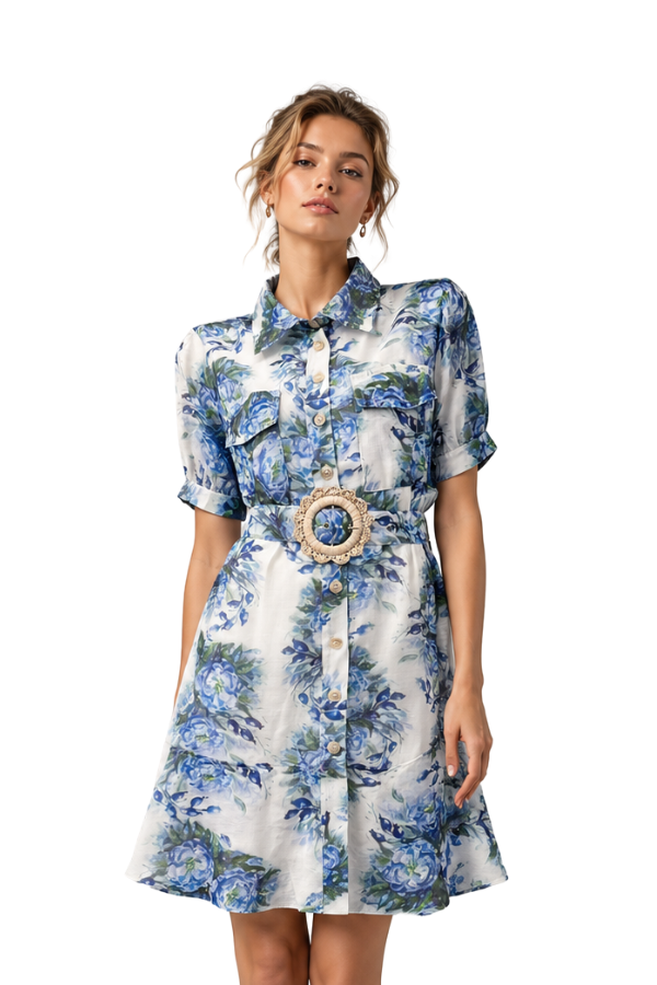 The Miriam Bouquet With Belt Dress