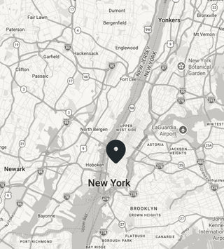 Map of New York City with a pin marking the Pookie & Sebastian store