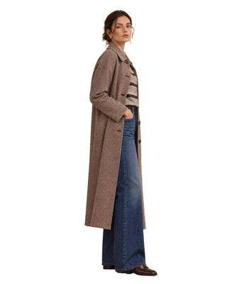 Fernanda Plaid Button Down Coat, opposite side view showing the button front and collar