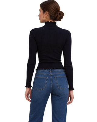 The Gabby Longsleeve Top – in navy, back view