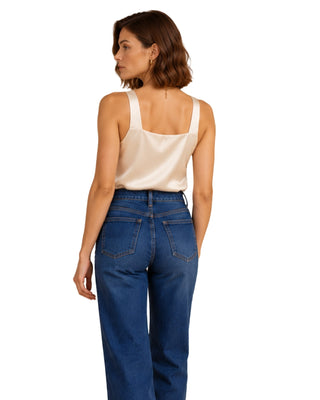 The Elina Silk Top – in ecru, back view