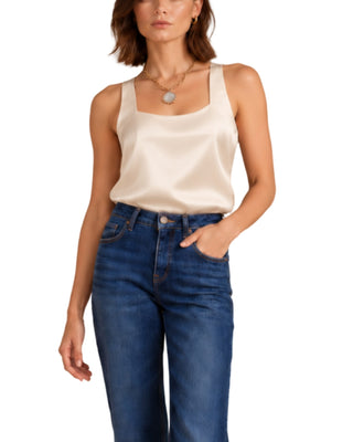 The Elina Silk Top – in ecru, close-up front view