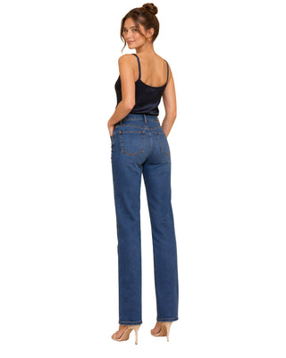The Elina Silk Top – in dark navy, back view
