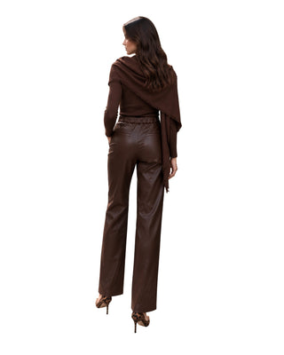 The Rafa Brown Two Piece Scarf Sweater Top – back view on model