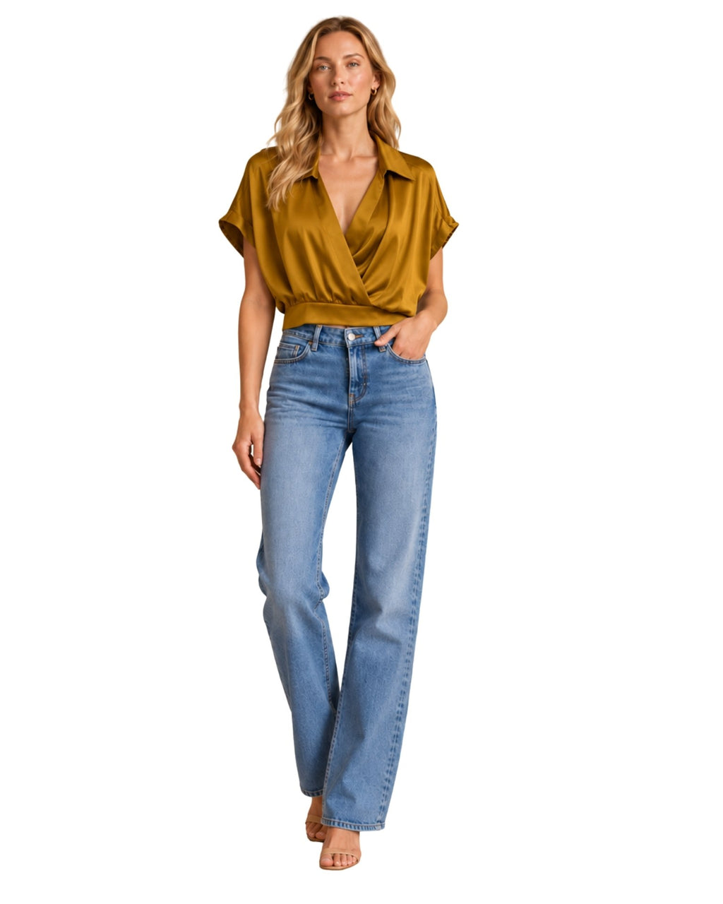 The Veronica Silky Top - Gold Brown