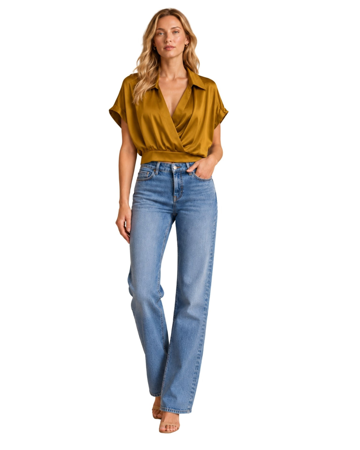 The Veronica Silky Top - Gold Brown